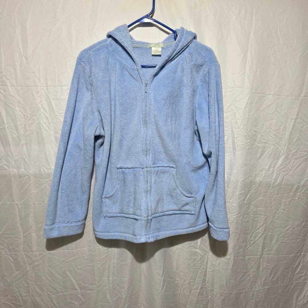 Live Love Lounge Blue Fleece Full Zip Hoodie Sweatshirt XL Loungewear